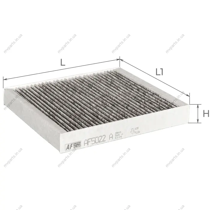 Фільтр салону Nissan X-Trail 01-13/Murano 04-/Teana/Infiniti FX/G35/Subaru Forester 03-08 (вугільний) AF5022a ALPHA FILTER AF5022A (фото 1)