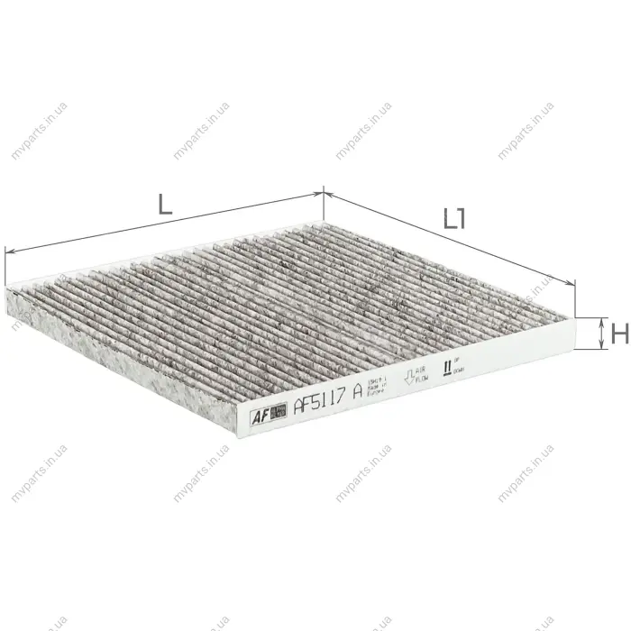 Фільтр салону Toyota Land Cruiser 03-/Camry 00-05/Prius 00-/Lexus GX 01-/RX/Subaru Legacy (вугільний) AF5117a ALPHA FILTER AF5117A (фото 1)