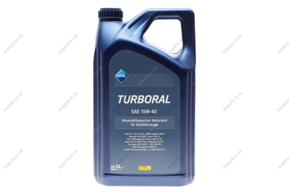 Олива 15W40 Turboral (5L) (MB 228.3/MB 229.1Renault RVI RLD-2/MAN M 3275-1) ARAL AR-15F45B (фото 1)