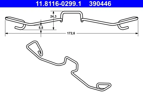 Планка супорта (переднього) прижимна (к-кт) Audi A6 97-05 (Ate) 11.8116-0299.1 ATE 11-8116-0299-1 (фото 1)