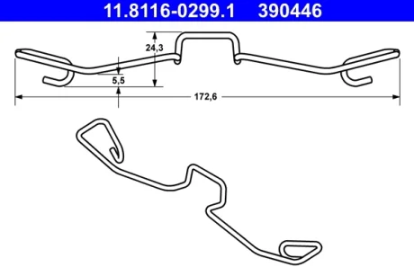 Планка супорта (переднього) прижимна (к-кт) Audi A6 97-05 (Ate) 11.8116-0299.1 ATE 11-8116-0299-1