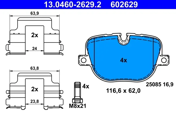 Колодки гальмівні (задні) Land Rover Range Rover III/Sport I/II 09- (Lucas/TRW) 13.0460-2629.2 ATE 13-0460-2629-2 (фото 1)