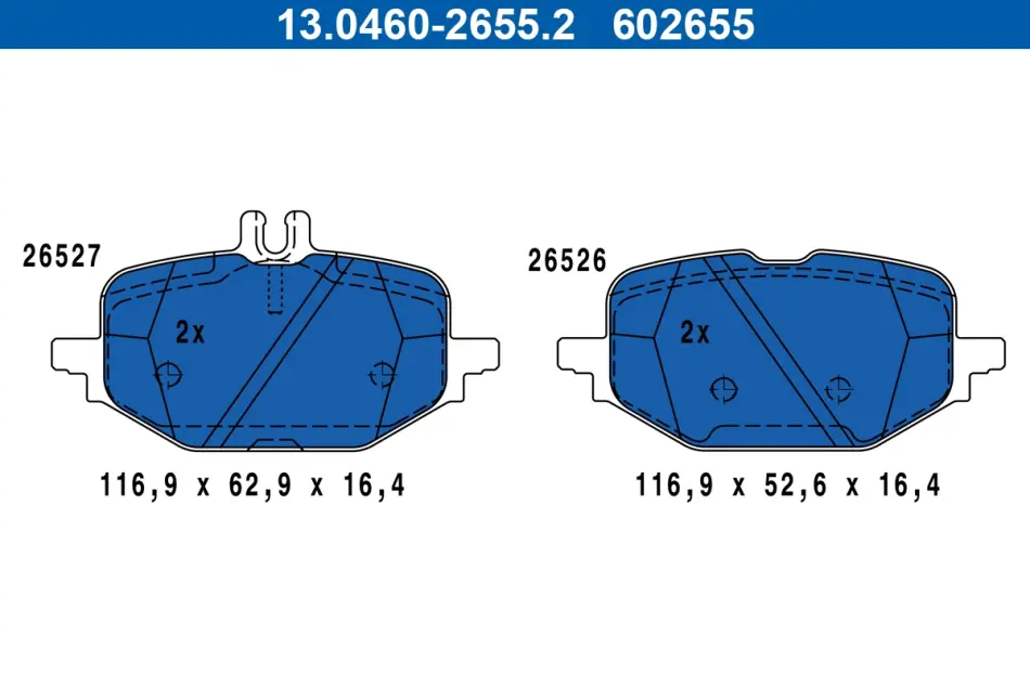 Колодки гальмівні (задні) MB C-class (W206/S206) 21-/E-class (W214) 23- (ZF) 13.0460-2655.2 ATE 13-0460-2655-2 (фото 1)