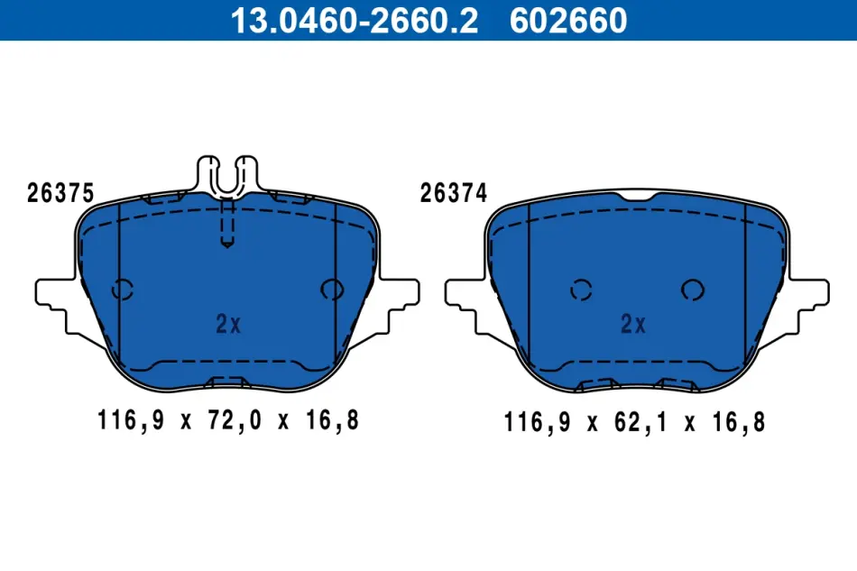 Колодки гальмівні (задні) MB C-class (W206)/E-clas (W214)/S-class (W223) 20- (Lucas/TRW) 13.0460-2660.2 ATE 13-0460-2660-2 (фото 1)