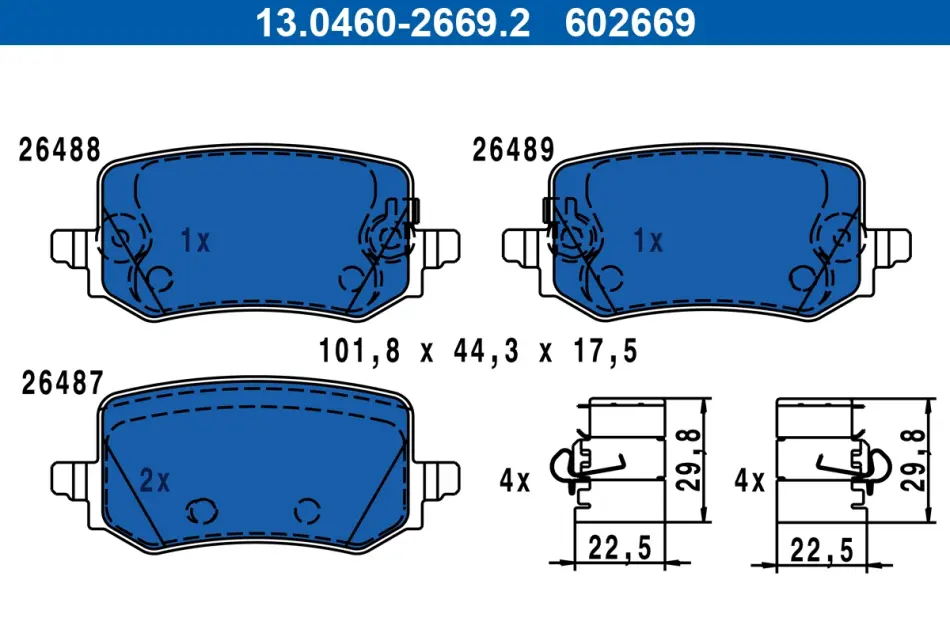 Колодки гальмівні (задніі) Hyundai Tucson IV 20-/Kia Sportage V 21- 13.0460-2669.2 ATE 13-0460-2669-2 (фото 1)
