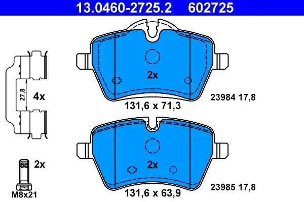 Колодки гальмівні (передні) Mini (R50/R53/R52/R56/R57/R58/R59) 01-16 (Lucas) 13.0460-2725.2 ATE 13-0460-2725-2 (фото 1)