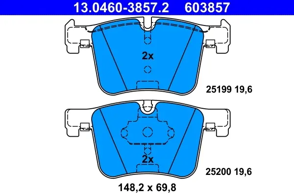 Колодки гальмівні (передні) BMW 1 (F20)/2 (F22)/3 (F30)/4 (F32)/ X3 (F25) 11- (Bosch) 13.0460-3857.2 ATE 13-0460-3857-2 (фото 1)