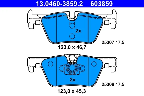 Колодки гальмівні (задні) BMW 1 (F20/F21)/ 2 (F22/F23)/ 3 (F30/F31/F34)/4 (F32/F36) 11- (Bosch) 13.0460-3859.2 ATE 13-0460-3859-2 (фото 1)