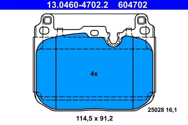 Колодки гальмівні (передні) BMW 1(F40)/2 (F44)/ X1 (F48)/X2 (F39) 18- (Brembo) 13.0460-4702.2 ATE 13-0460-4702-2 (фото 1)