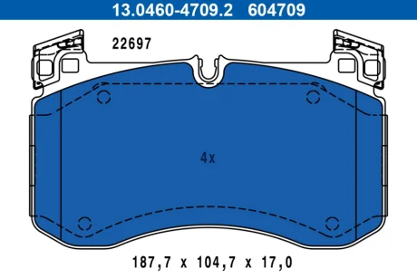 Колодки гальмівні (передні) MB GLE (V167/X167)/G-class (W463) 18- (Brembo) 13.0460-4709.2 ATE 13-0460-4709-2