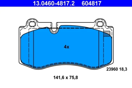 Колодки гальмівні (передні) MB E-class (W211) 05-09/S-class (W221) 05-13 (Brembo) 13.0460-4817.2 ATE 13-0460-4817-2