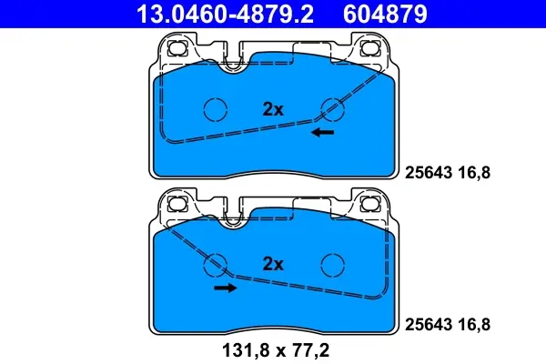 Колодки гальмівні (передні) Audi A6/A7/Q5 12-18/Porsche Macan 14- (Brembo) 13.0460-4879.2 ATE 13-0460-4879-2 (фото 1)