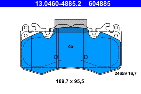Колодки гальмівні (передні) Land Rover Range Rover III/IV 02-/Range Rover Sport 05-/Discovery V 16- 13.0460-4885.2 ATE 13-0460-4885-2