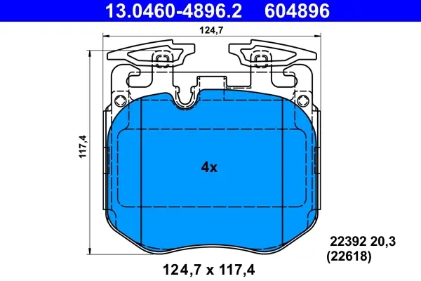 Колодки гальмівні (передні) BMW 3 (G20/G21)/5 (G30/G31)/7 (G11/12)/X5 (G05)/X6 (G06) 17- (Brembo) 13.0460-4896.2 ATE 13-0460-4896-2 (фото 1)