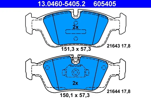 Колодки гальмівні (передні) BMW 3 (E36/E46) 90-/Z4 (E85) 02-09 (Ate) 13.0460-5405.2 ATE 13-0460-5405-2 (фото 1)