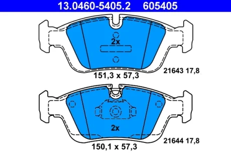 Колодки гальмівні (передні) BMW 3 (E36/E46) 90-/Z4 (E85) 02-09 (Ate) 13.0460-5405.2 ATE 13-0460-5405-2