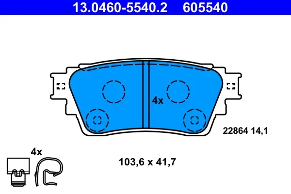 Колодки гальмівні (задні) Mitsubishi Eclipse Cross 17-/Outlander 1.5-3.0 12- 13.0460-5540.2 ATE 13-0460-5540-2 (фото 1)