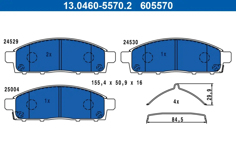 Колодки гальмівні (передні) Mitsubishi L200 05-/Pajero Sport II 08-/Fiat Fullback 16- (з аксесуарами) 13.0460-5570.2 ATE 13-0460-5570-2 (фото 1)