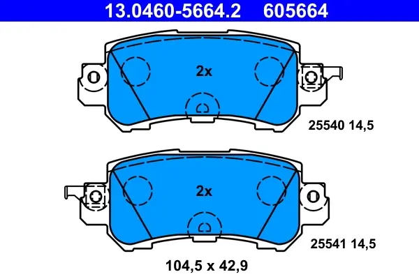 Колодки гальмівні (задні) Mazda CX5 11- / CX3 15- 13.0460-5664.2 ATE 13-0460-5664-2 (фото 1)