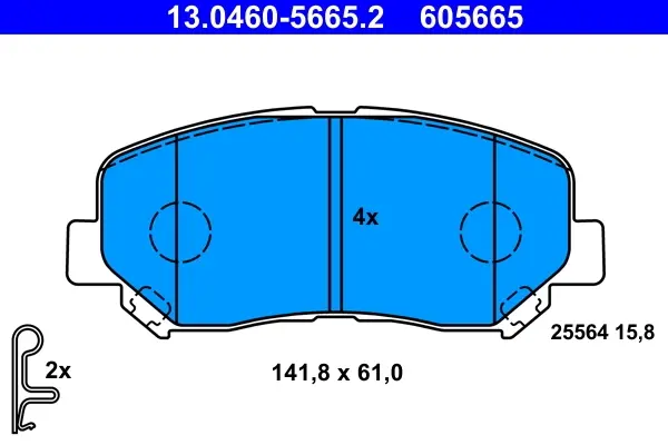 Колодки гальмівні (передні) Mazda CX-5 11- (Akebono) 13.0460-5665.2 ATE 13-0460-5665-2 (фото 1)