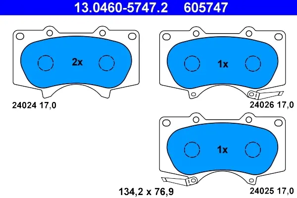 Колодки гальмівні (передні) Mitsubishi Pajero IV/Toyota Hilux 06-/Land Cruiser Prado/Lexus GX 01- (Sumitomo) 13.0460-5747.2 ATE 13-0460-5747-2 (фото 1)