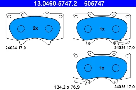 Колодки гальмівні (передні) Mitsubishi Pajero IV/Toyota Hilux 06-/Land Cruiser Prado/Lexus GX 01- (Sumitomo) 13.0460-5747.2 ATE 13-0460-5747-2