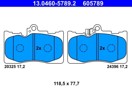Колодки гальмівні (передні) Lexus GS/ IS С/III 05-/ RC 14- 13.0460-5789.2 ATE 13-0460-5789-2
