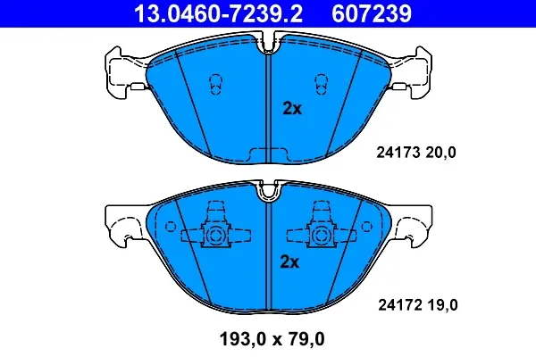 Колодки гальмівні (передні) BMW X5 (E70/F15/F85) 06-/X6 (E71/E72/F16/F86) 08- 13.0460-7239.2 ATE 13-0460-7239-2 (фото 1)