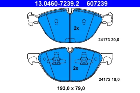 Колодки гальмівні (передні) BMW X5 (E70/F15/F85) 06-/X6 (E71/E72/F16/F86) 08- 13.0460-7239.2 ATE 13-0460-7239-2