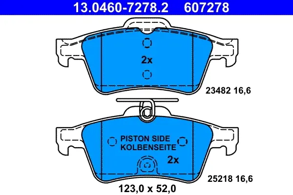 Колодки гальмівні (задні) Citroen C5/Ford C-Max 07-/Focus/Connect 04-13/Renault Laguna 07-15 13.0460-7278.2 ATE 13-0460-7278-2 (фото 1)