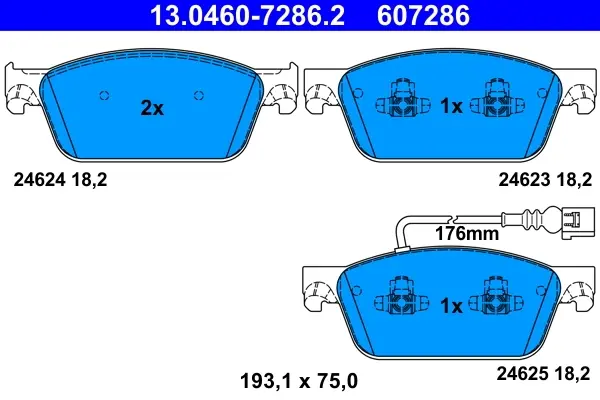 Колодки гальмівні (передні) VW T5 03-/T6 15- (з датчиком) 13.0460-7286.2 ATE 13-0460-7286-2 (фото 1)