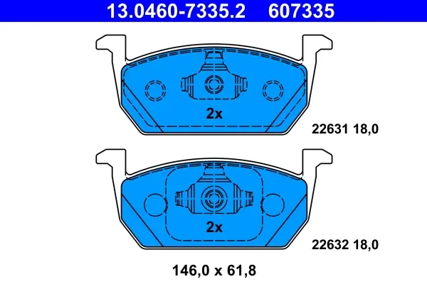 Колодки гальмівні (передні) Audi A1 18-/Seat Leon 12-/Ibiza/VW Polo 17- (VW) 13.0460-7335.2 ATE 13-0460-7335-2 (фото 1)