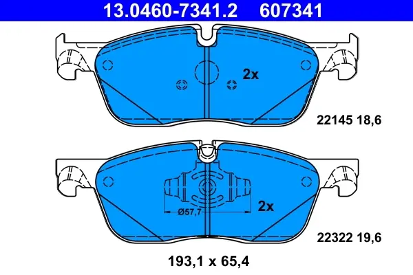 Колодки гальмівні (передні) Land Rover Range Rover Velar 2.0/3.0 17- 13.0460-7341.2 ATE 13-0460-7341-2 (фото 1)