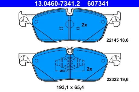Колодки гальмівні (передні) Land Rover Range Rover Velar 2.0/3.0 17- 13.0460-7341.2 ATE 13-0460-7341-2