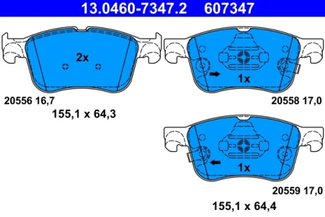 Колодки гальмівні (передні) Ford Focus/Kuga 1.0-2.0 EcoBoost18-(Ate) 13.0460-7347.2 ATE 13-0460-7347-2