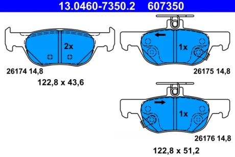 Колодки гальмівні (задні) Mazda 3 18- (Ate) 13.0460-7350.2 ATE 13-0460-7350-2