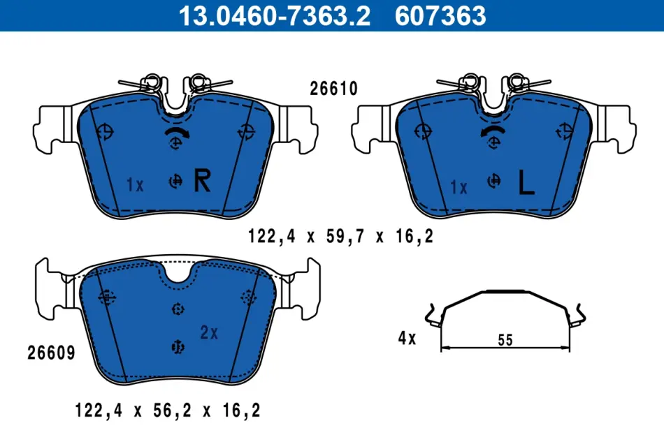 Колодки гальмівні (задні) Volvo S60/V60 18-/S90/V90/XC60 16-/XC90/Land Rover Discovery 14- 13.0460-7363.2 ATE 13-0460-7363-2 (фото 1)
