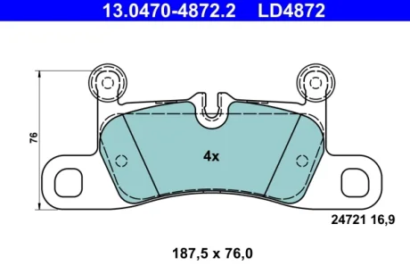 Колодки гальмівні (задні) Porsche Cayenne/VW Touareg 10- 13.0470-4872.2 ATE 13-0470-4872-2