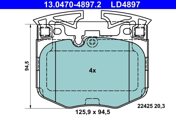 Колодки гальмівні (передні) BMW 3 (G20) 18-/5 (G30/F90)/7 (G11/G12) 15- (Brembo) Ceramic 13.0470-4897.2 ATE 13-0470-4897-2 (фото 1)