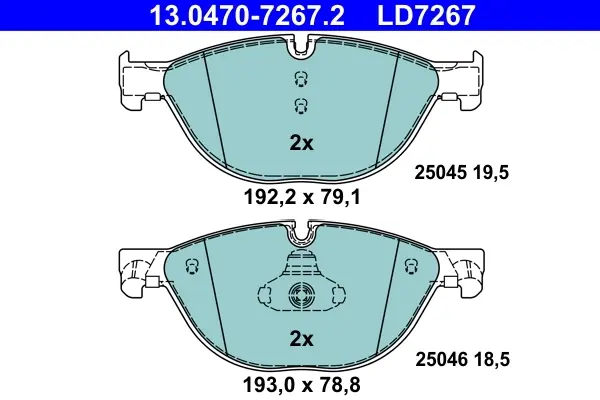 Колодки гальмівні (передні) BMW 5 (F07/F10/F11) 09-17/6 (F06/F13) 11-18/7 (F01/F02/F03/F04) 08-15 (Ate) Ceramic 13.0470-7267.2 ATE 13-0470-7267-2 (фото 1)