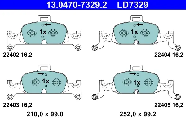 Колодки гальмівні (передні) Audi A4/A5/A6/A7/Q5 15- (Ate) 13.0470-7329.2 ATE 13-0470-7329-2 (фото 1)