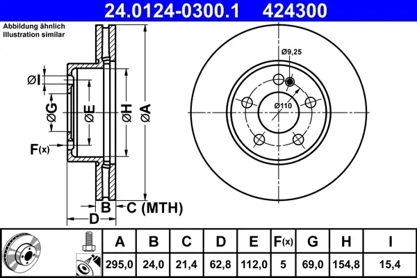 Диск гальмівний (передній) MB C-class (W205/S205/A205/C205) 14-20 (295х24) (вент.) (з покр.) 24.0124-0300.1 ATE 24-0124-0300-1 (фото 1)