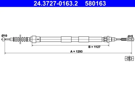 Трос ручника Ford Galaxy/VW Sharan 95-10 (L=1293mm) 24.3727-0163.2 ATE 24-3727-0163-2