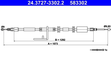 Трос ручника (задній) (R) Land Rover Freelander 06-14 (1573mm) 24.3727-3302.2 ATE 24-3727-3302-2