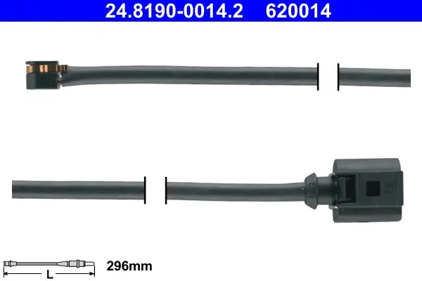 Датчик зносу гальмівних колодок (передніх) Porsche Cayenne/VW Touareg 10- (L=296mm) 24.8190-0014.2 ATE 24-8190-0014-2 (фото 1)