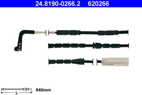 Датчик зносу гальмівних колодок (передніх) BMW 3 (E90-93)/ X1 (E84) 04-11 (L=840mm) 24.8190-0266.2 ATE 24-8190-0266-2