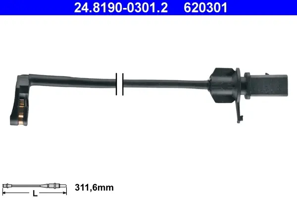 Датчик зносу гальмівних колодок (передніх) Audi A6/A7 09- (L=311.6mm) 24.8190-0301.2 ATE 24-8190-0301-2 (фото 1)