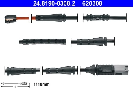 Датчик зносу гальмівних колодок (задніх) BMW 5 (F11) 09-17 (L=1110mm) 24.8190-0308.2 ATE 24-8190-0308-2