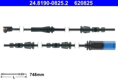 Датчик зносу гальмівних колодок (задніх) BMW X5 (G05/F95)/X7 (G07) 18- (748mm) 24.8190-0825.2 ATE 24-8190-0825-2