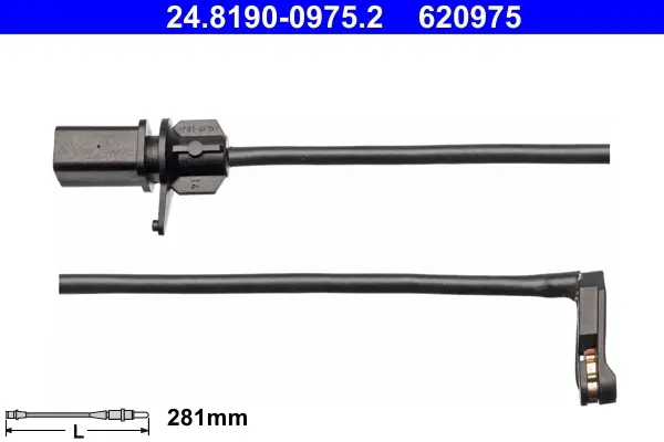 Датчик зносу гальмівних колодок (передніх) Audi A4/A5/Q5 15- (L=281mm) 24.8190-0975.2 ATE 24-8190-0975-2 (фото 1)
